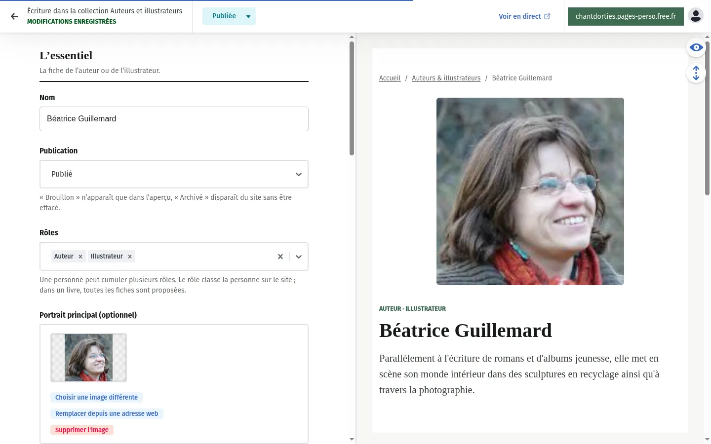 Formulaire d’une personne et aperçu